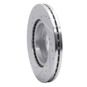 Kia Sedona Brake Rotor (1) - Front Right - R1 Concepts - Drilled & Slotted - Silver - 2002